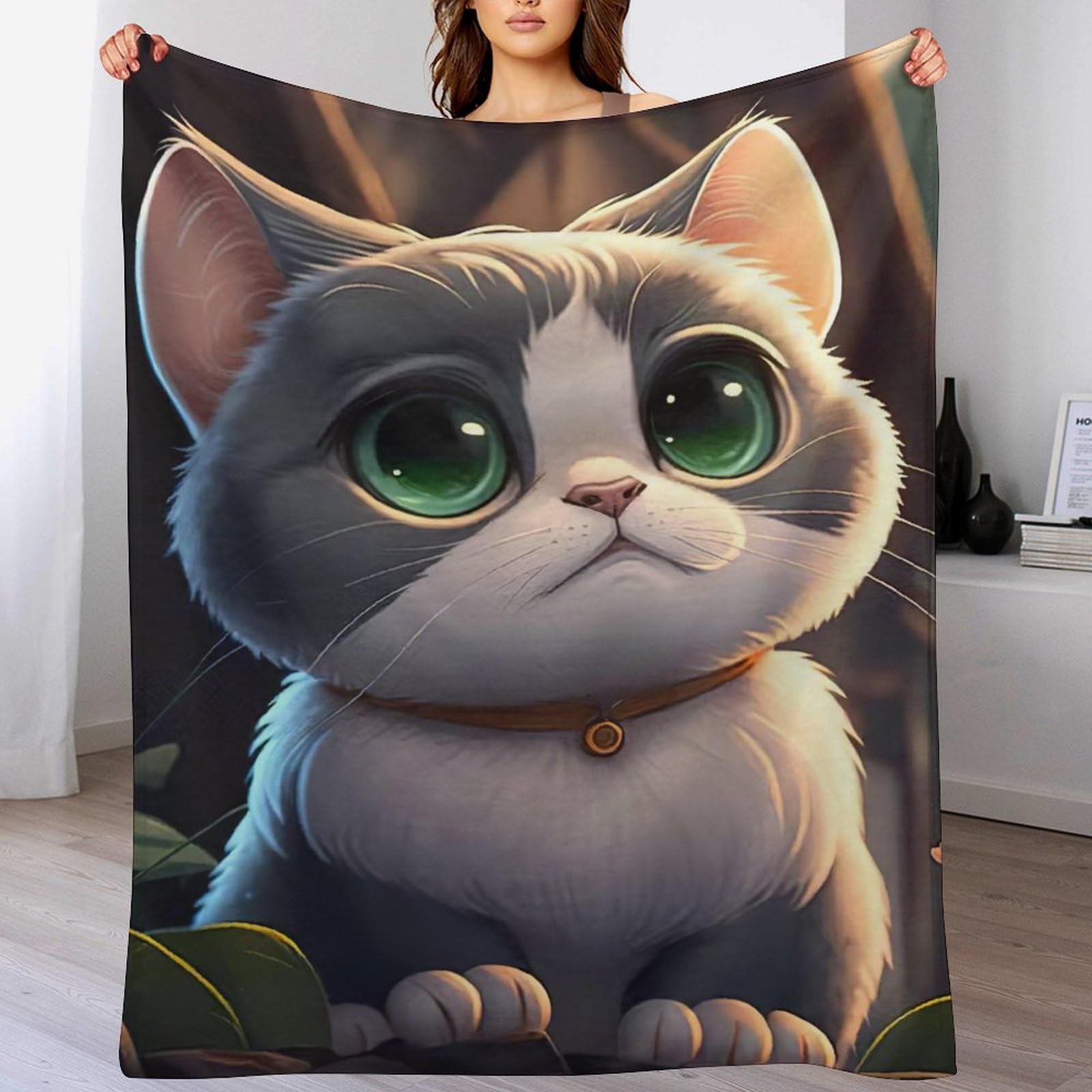 Couverture chat douce en flannel pour des soirées cocooning sur le canapé