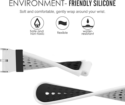 Miniatura 2 de MoKo, banda ajustable de silicona suave, repuesto de correa para Garmin Forerunner 235 Blanco y negro