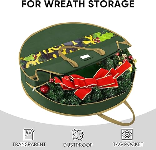 Miniatura 5 de BALEINE Contenedor de almacenamiento de corona de alta calidad, bolsas de almacenamiento Oxford para coronas de Navidad con material de lona