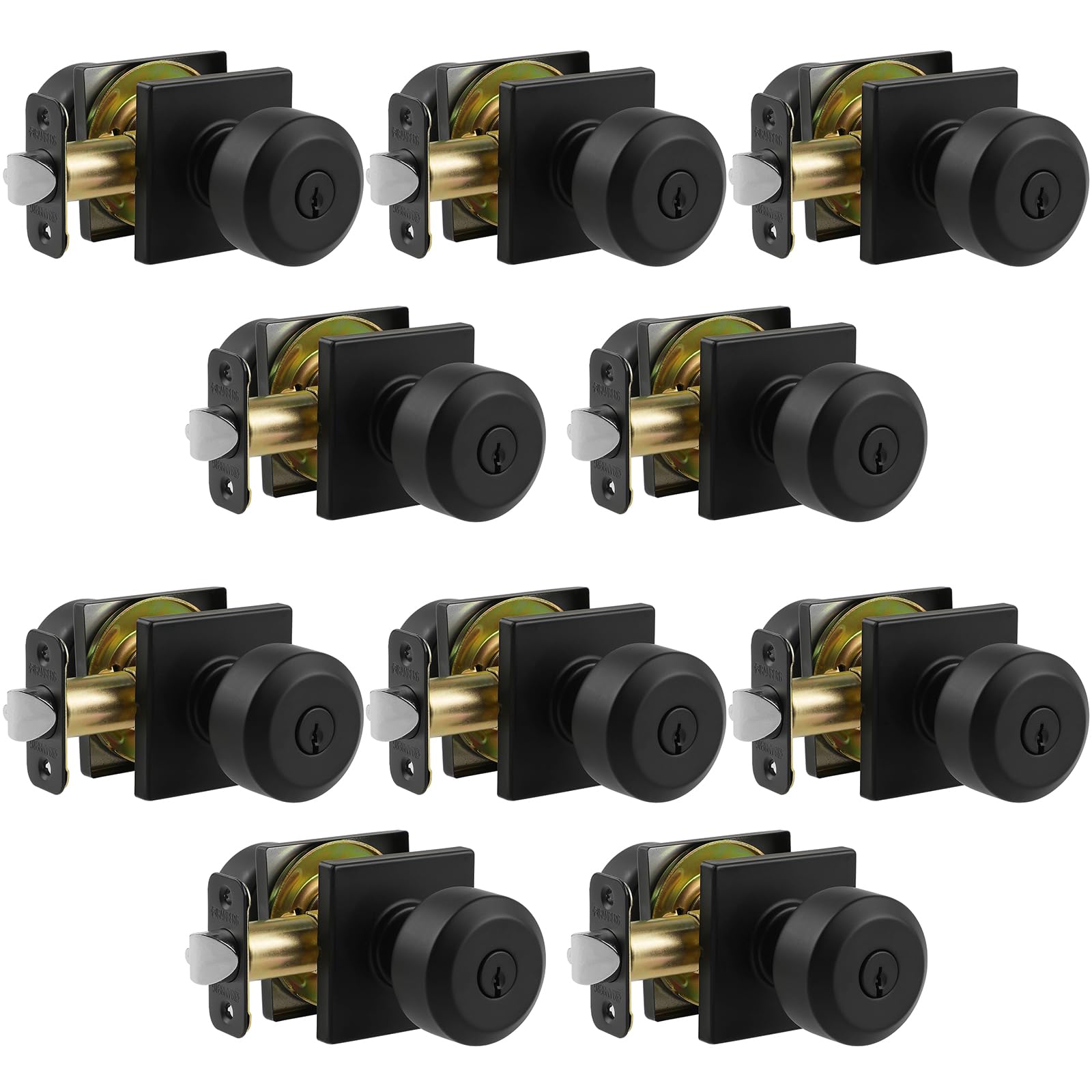 Privacy Door Knob with Key - Black -10