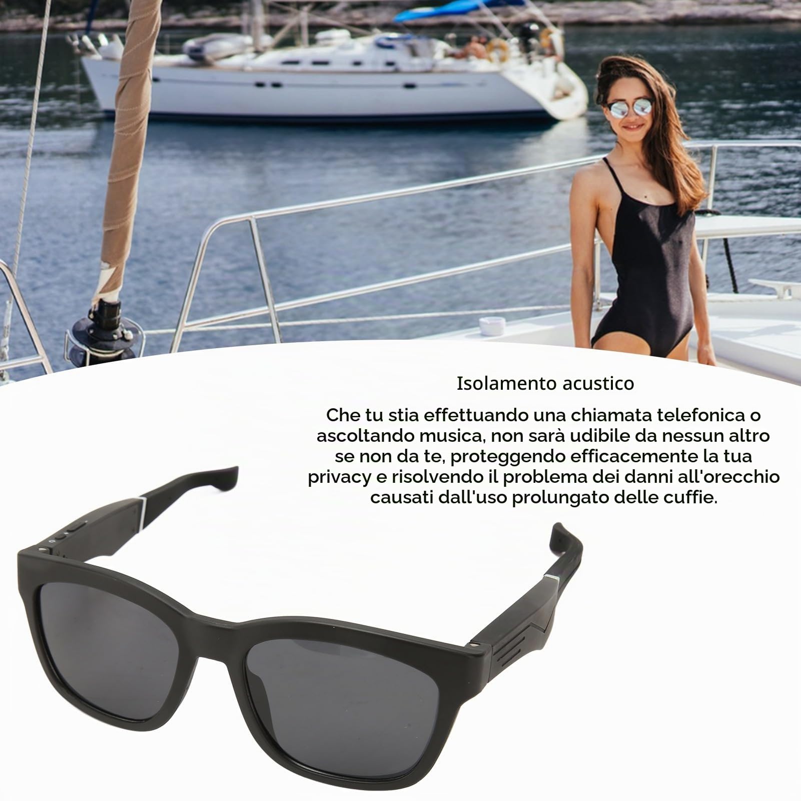 OcchialiIntelligenti Occhiali da Sole Wireless a Conduzione Ossea per Guida, Vacanze, Spiaggia con5.0, Riduzione del Rumore (#2)