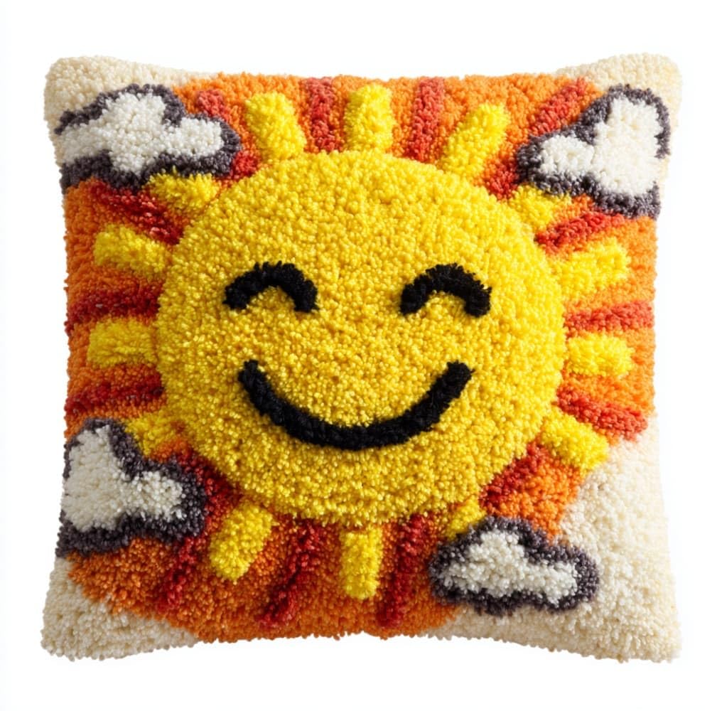 WallustrioaW Latch Hook Kit 17x17in,The Smiling Sun