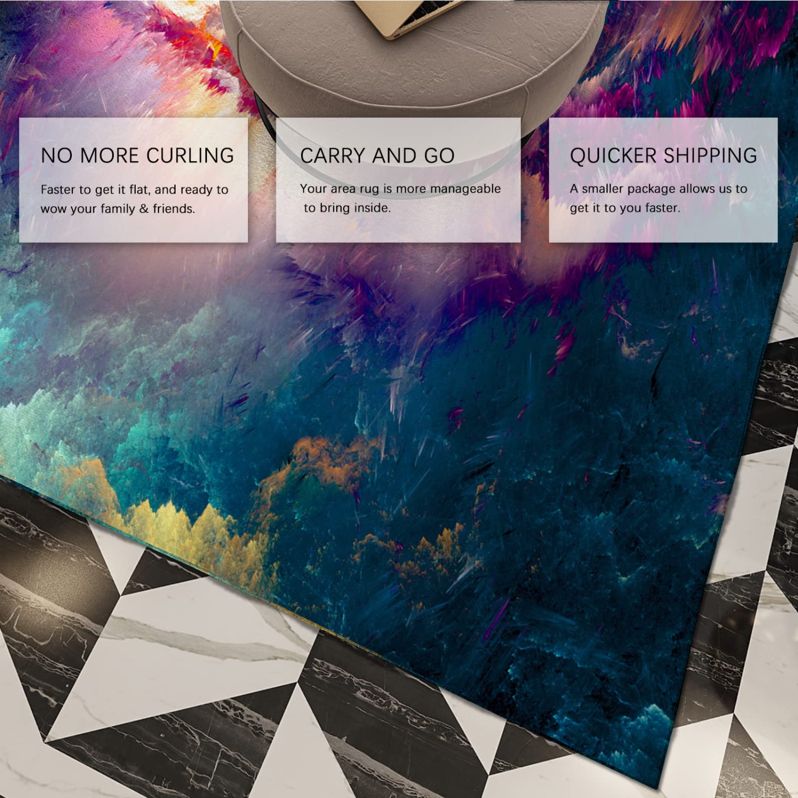Glitzer Lila Donner Rechteck Bereich Teppich rutschfeste Innenbodenmatte für Schlafzimmer Eingang Fußmatte Abstrakte Wolken Teppiche 150x240cm
