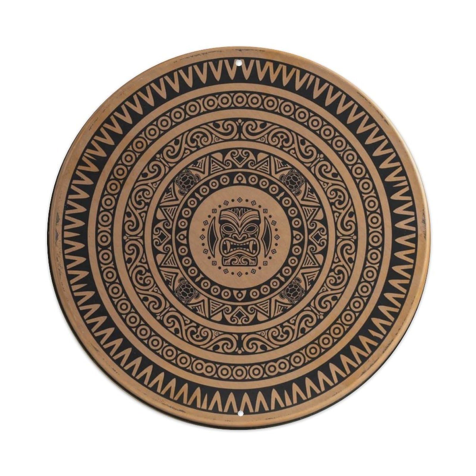 Round Hawaiian Tattoo Art Metal Tin Sign Plaque