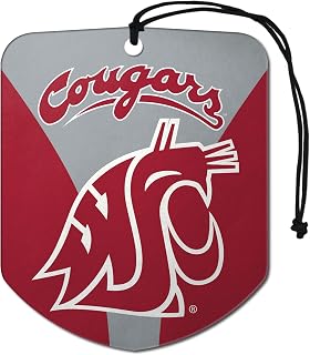 FANMATS 61641 NCAA Washington State Cougars Hanging Car Air Freshener, 2 Pack, Black Ice Scent, Odor Eliminator, Shield Design with Team Logo