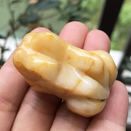 Miniatura 4 de Fekuar Estatua de rana de piedra de jade amarillo, decoración de bolsillo de animales de cristal curativo de 1.5 pulgadas