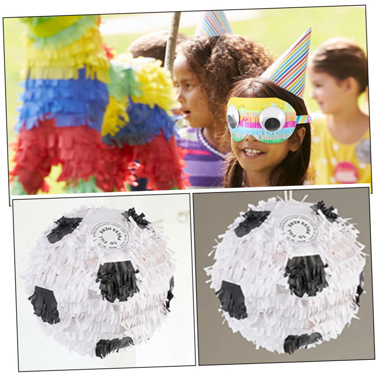 Abaodam Set di 3 Pezzi Pinata Calcio in Carta con Bastone e Benda per Festa Compleanno Tema Calcio, Decorazione Creativa per Carnevale e Festa Divertente