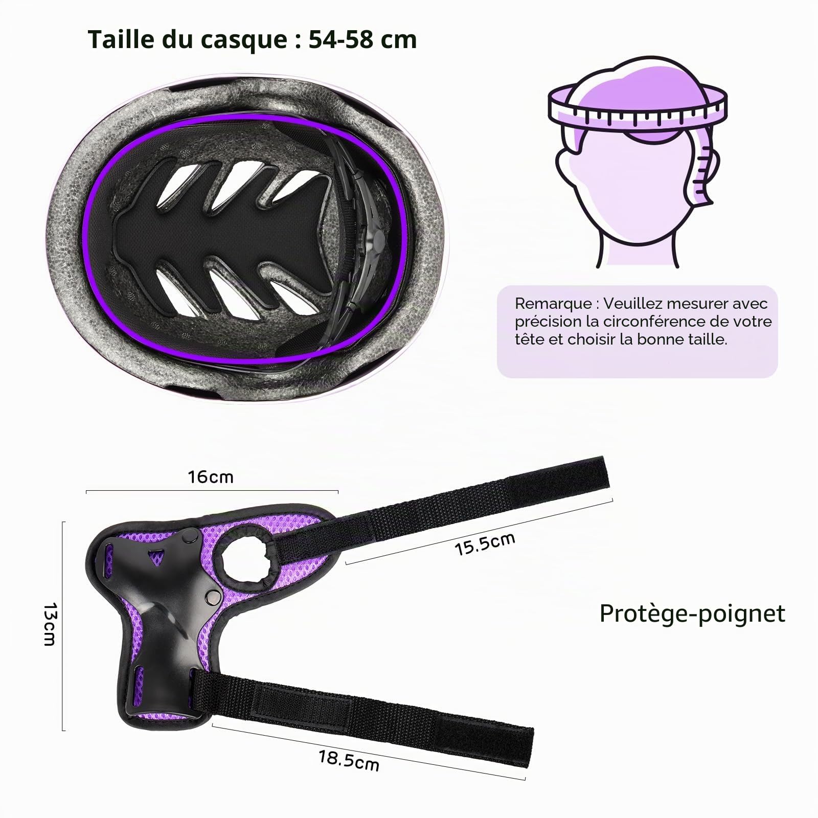 Sets de Protection Enfant Casque Vélo Réglable Coudières Genouillère Protège-Poignets Protections Rollers Velo Skateboard Rollers Skate