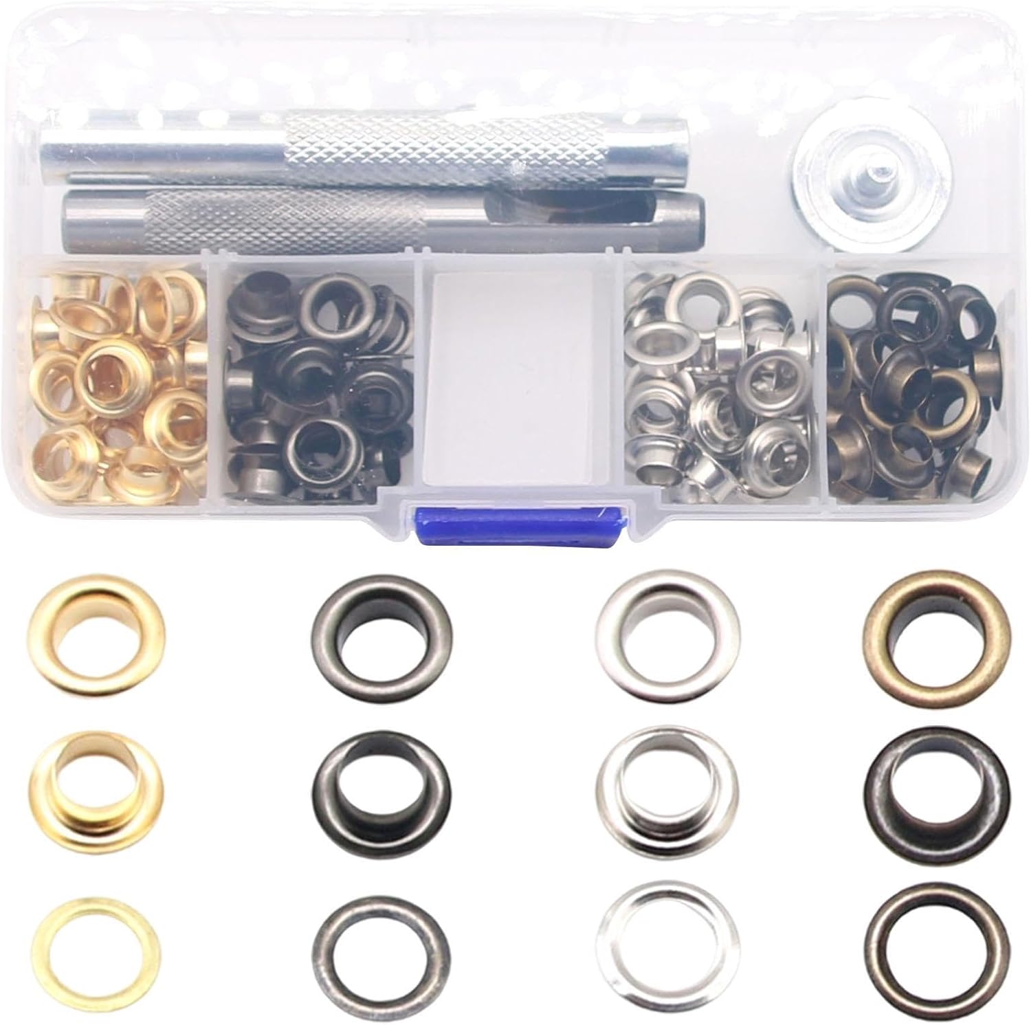 Eyelets for Fabric, 120 Sets 6mm Eyelets Punch Kit, Grommets Eyelets