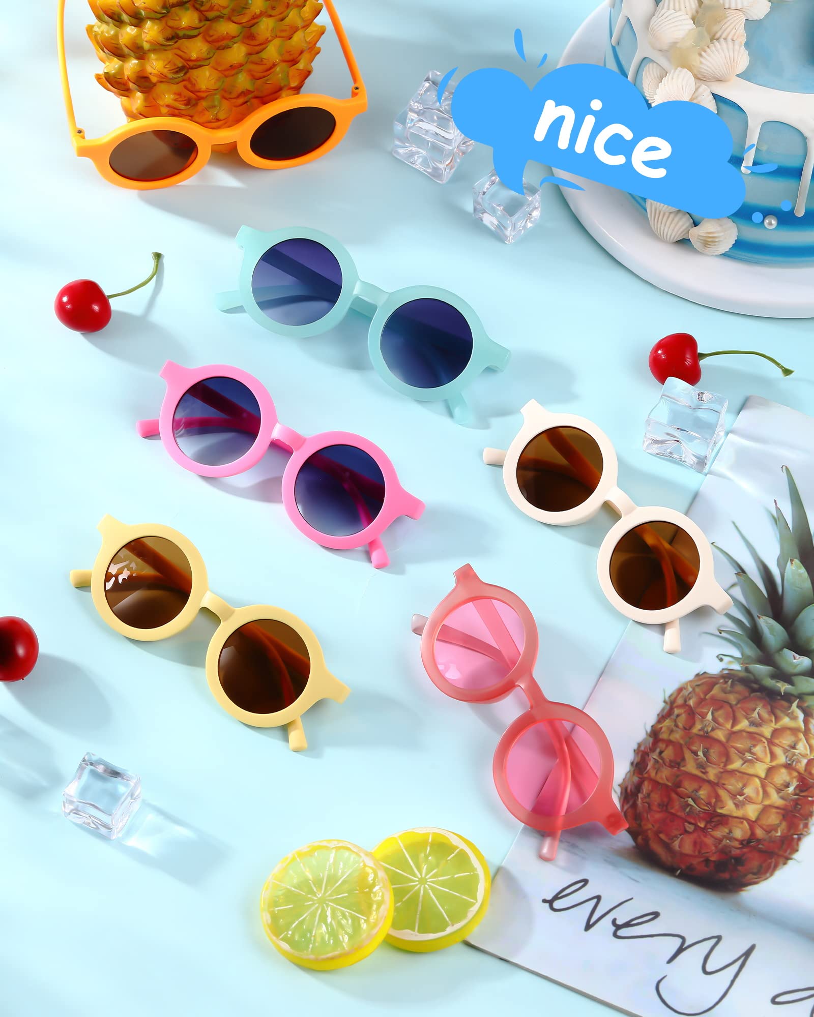 Xuhal 100 Paar Kinder-Sonnenbrillen, Partyzubehör, niedlich, rund, für Kleinkinder, Mädchen, Jungen, Alter 3–10 Jahre, Outdoor, Strand, Pool, Sommer