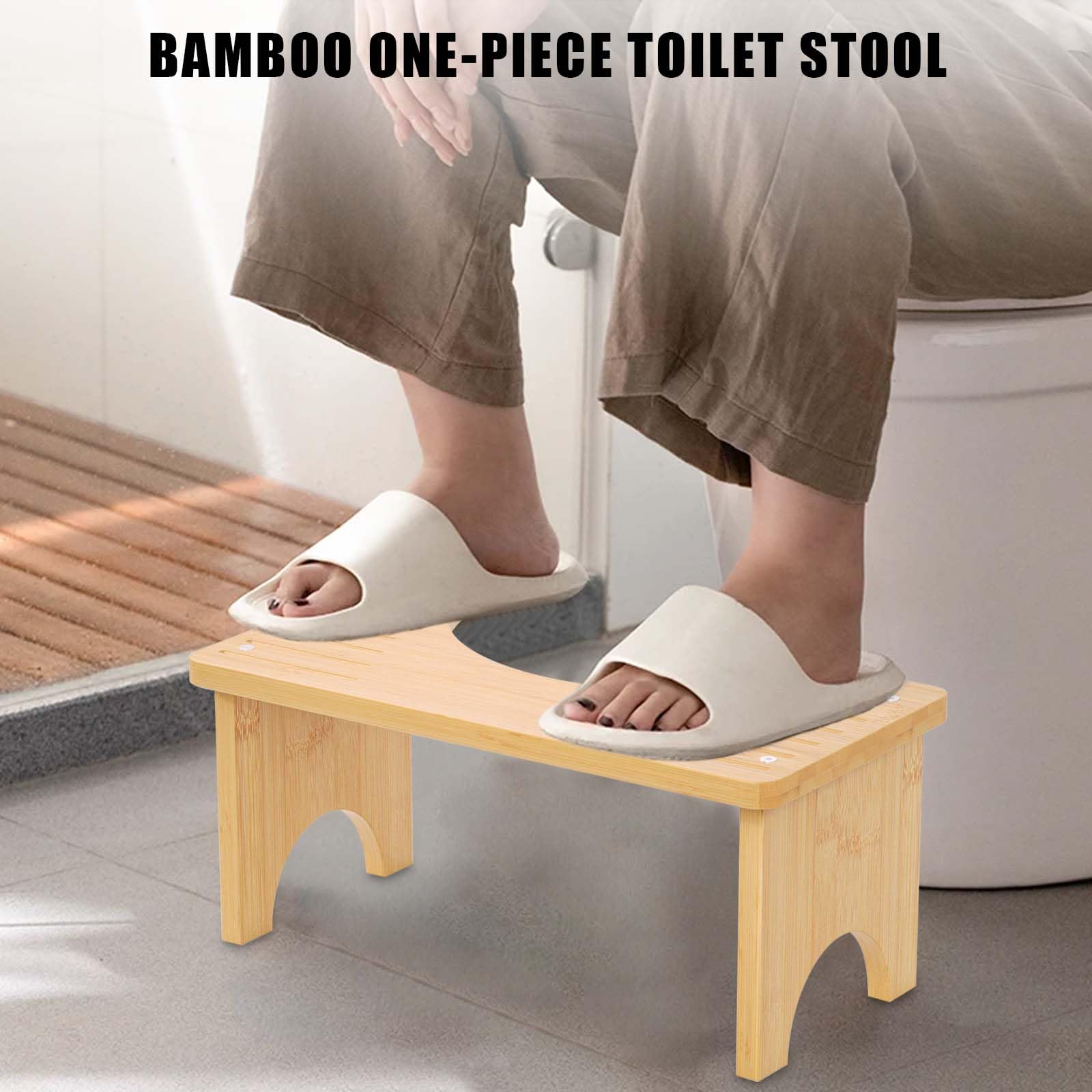 Toilettenhocker aus Bambus, Toilettenhocker für Erwachsene Rutschfester Squatty Potty Hocker, Tragbarer Ergonomischer Klohocker/WC Hocker für Natürliche und Bequeme Ausscheidung