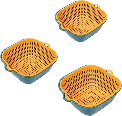 Miniatura 2 de Colador de cocina de 6 piezas, juego de tazones de colador de drenaje 2 en 1, recipiente de drenaje y cesta, cestas de frutas de cocina para lavar y