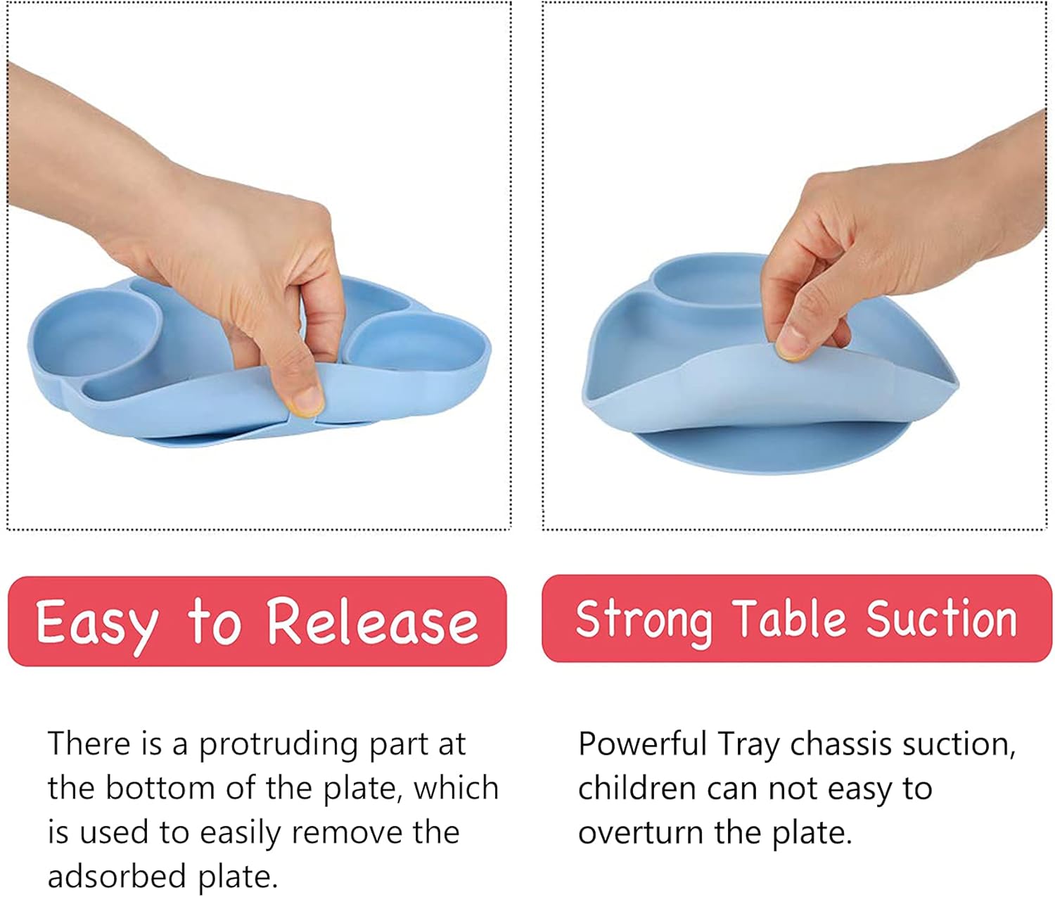 Silicone Divided Baby Toddler Plates, Suction Plates for Babies, Silicone Placemats for Kids, BPA Free, Fits Most Highchair Trays, Microwave Dishwasher Safe : Baby