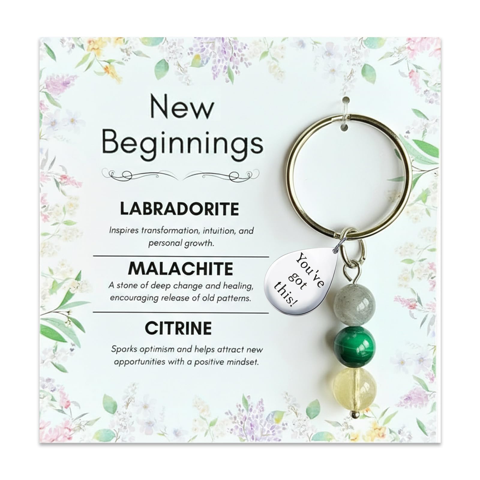 Good Luck Keychain for Women, You Got This Gifts, Crystal Keychain for New Beginnings, Divorce, Breakup, Promotion, Retirement, Coworker Leaving & Goodbye Gifts, Cute Good Luck Charms (New Beginnings)