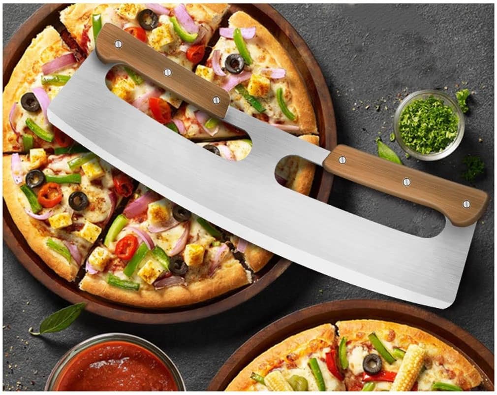 Pizza Cutter Pizza Cutter Thickened Stainless Steel Pizza Shaker Kitchen Tool Solid Wood Machete Pizza Cutter Pizza Slicer (Size : C)