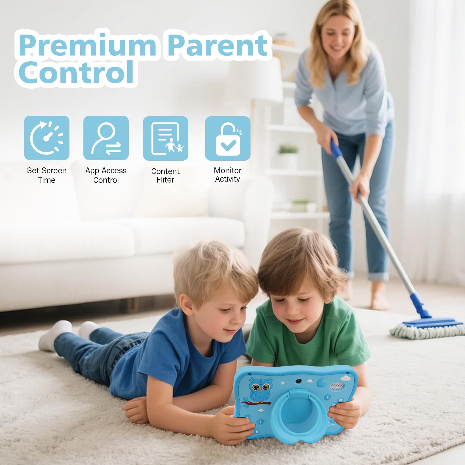 Tablet per bambini da 32 GB per bambini 3-7 con un sacco di contenuti offline, tablet per bambini da 7 pollici software per bambini installato con custodia protettiva WiFi, controllo genitori, tablet