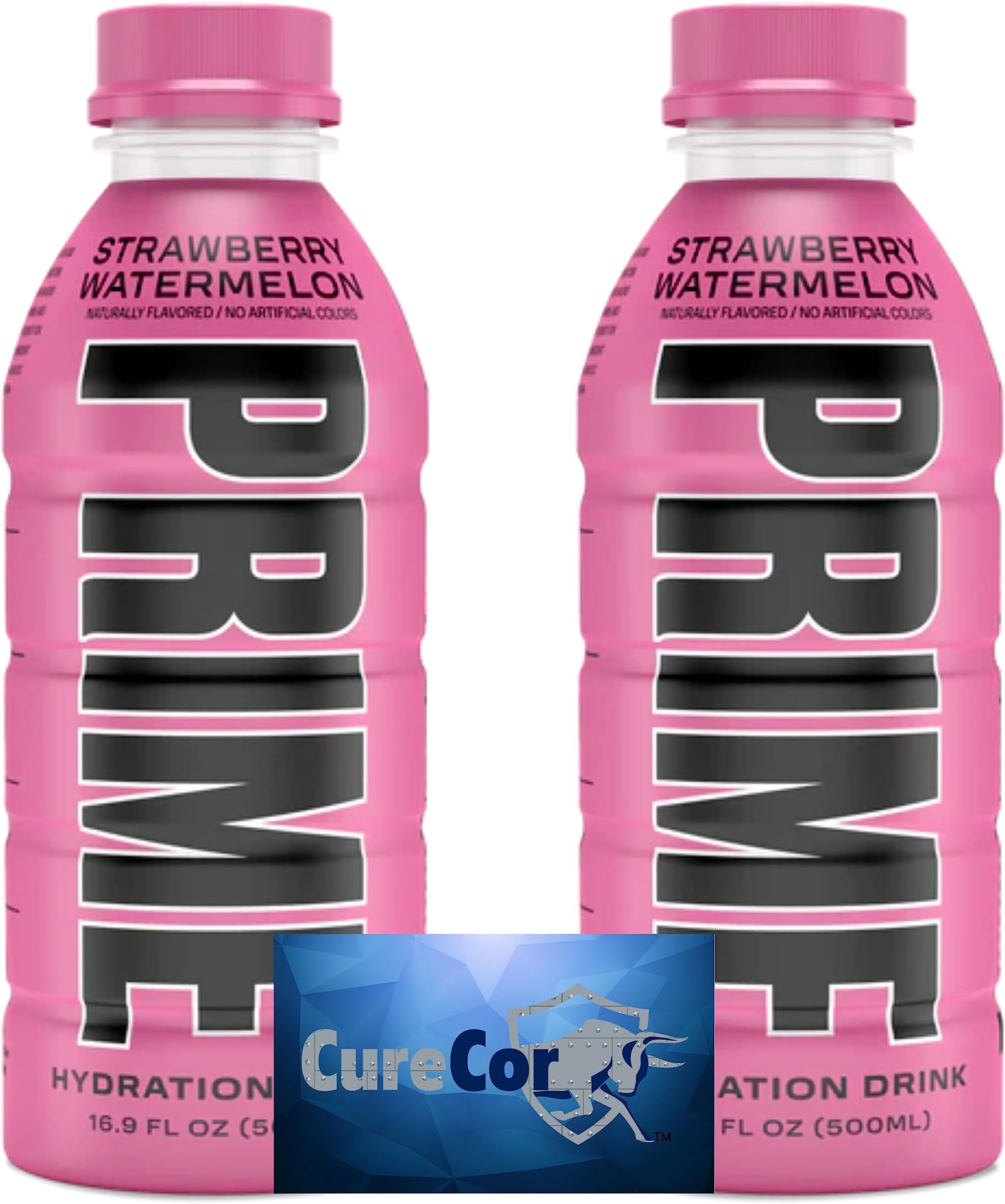 CURECORHydration Drink Bundle - Includes 2 pack of 16.9 oz Prime Hydration Sports Drink and Electrolyte Beverage, and CureCor Collective Sticker! (Strawberry Watermelon)