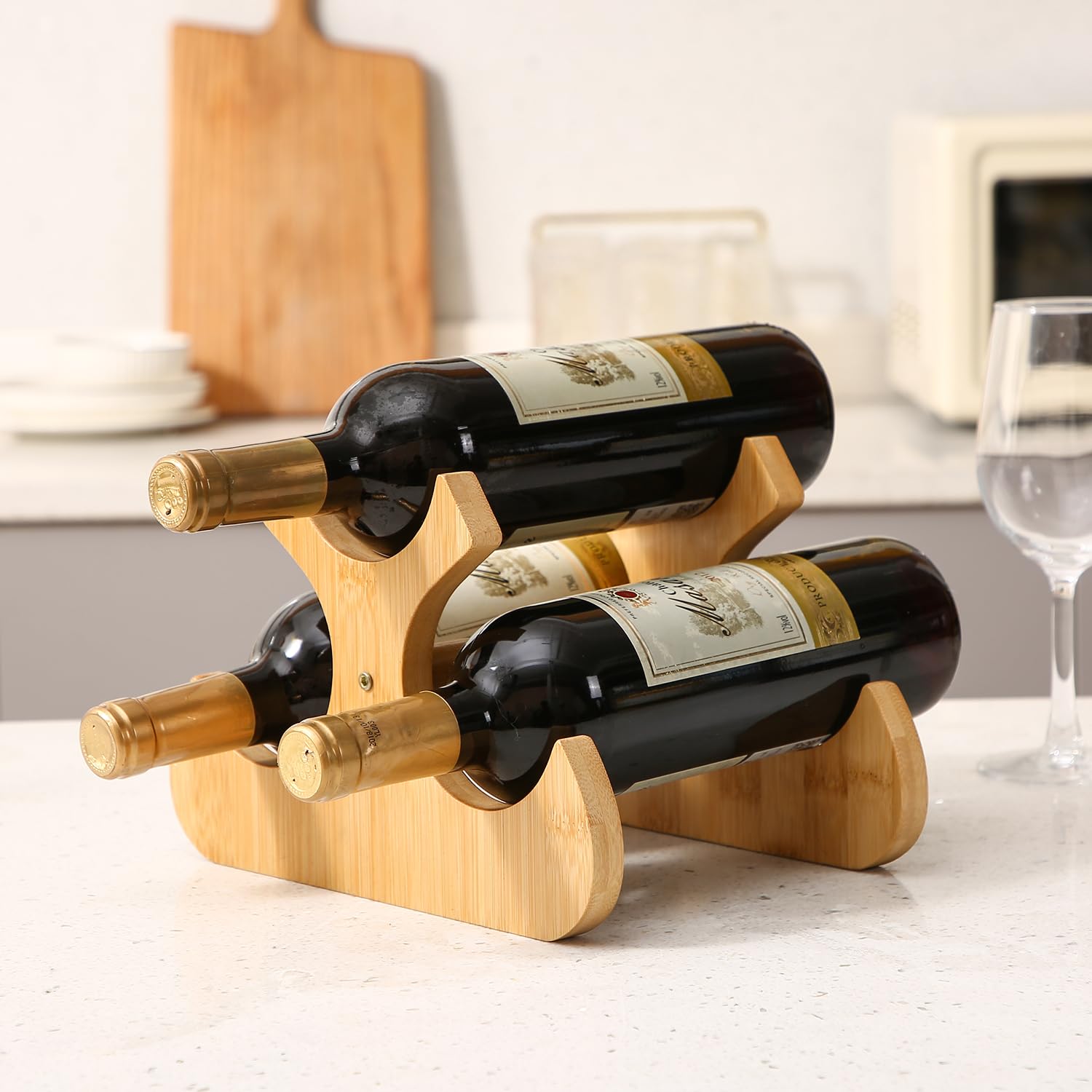 HOKIPO Wooden 3 Wine Bottle Holder Rack (AR-5288)