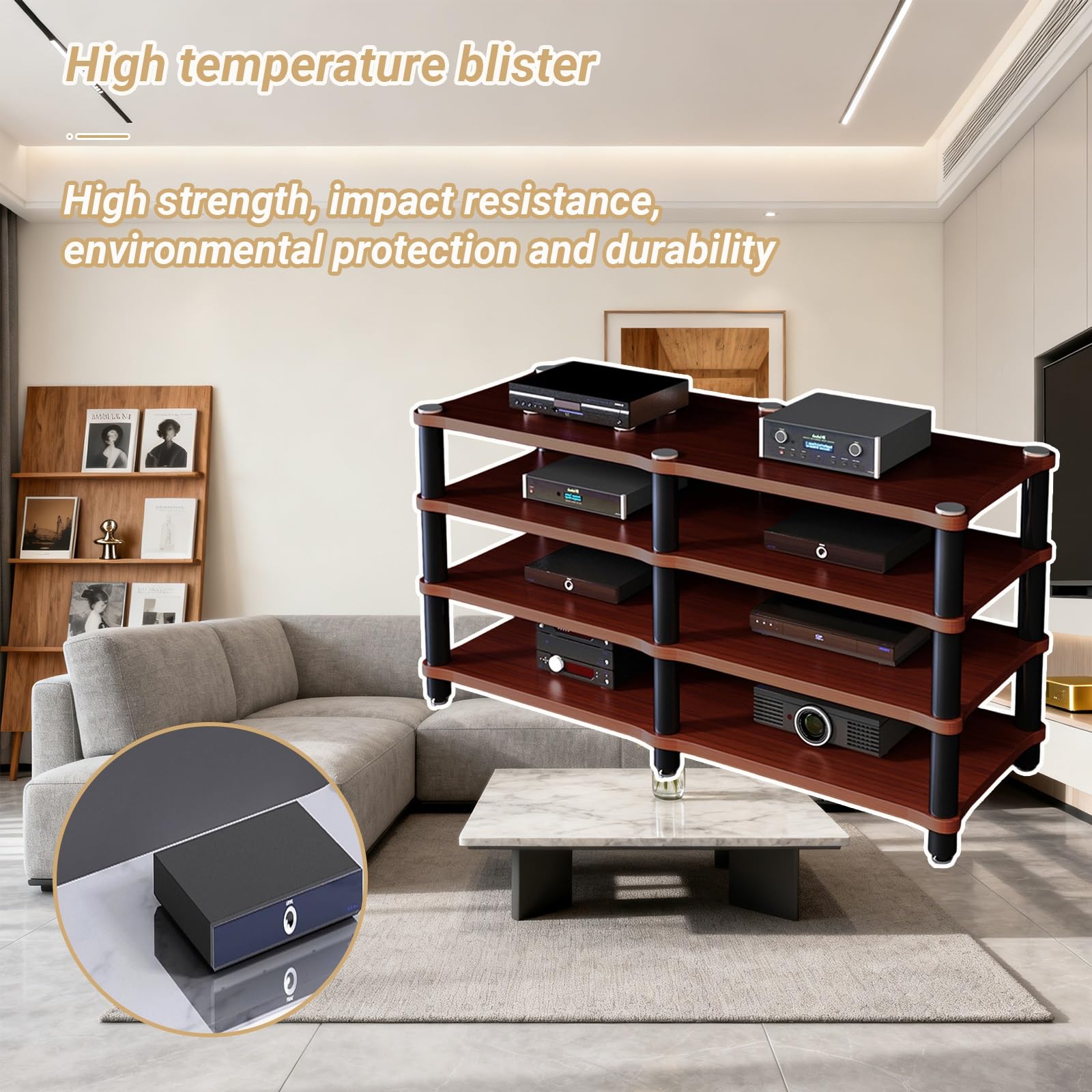 Tragbares Medienregal Moderne Schränke Audio-Rack Mit Kabelmanagement Für Entertainment-Stereokomponenten Und HiFi-Audiogeräte(D,Four Layers)
