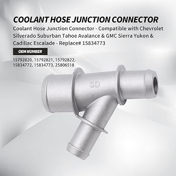 Aluminum Coolant Radiator Hose Y Junction Connector Compatible with Chevrolet Silverado Suburban Tahoe Avalance/GMC Sierra Yukon/Cadillac Escalade Replace#: 15834773