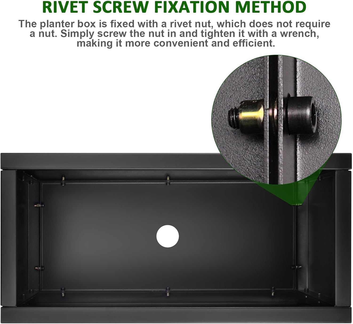 32"x16"x16" Large Metal Planter Box, Heavy-Duty Rust Resistant Steel Planter with Drainage Hole, Modern Rectangular Planter for Outdoor Indoor Patio Garden Yard (Black)