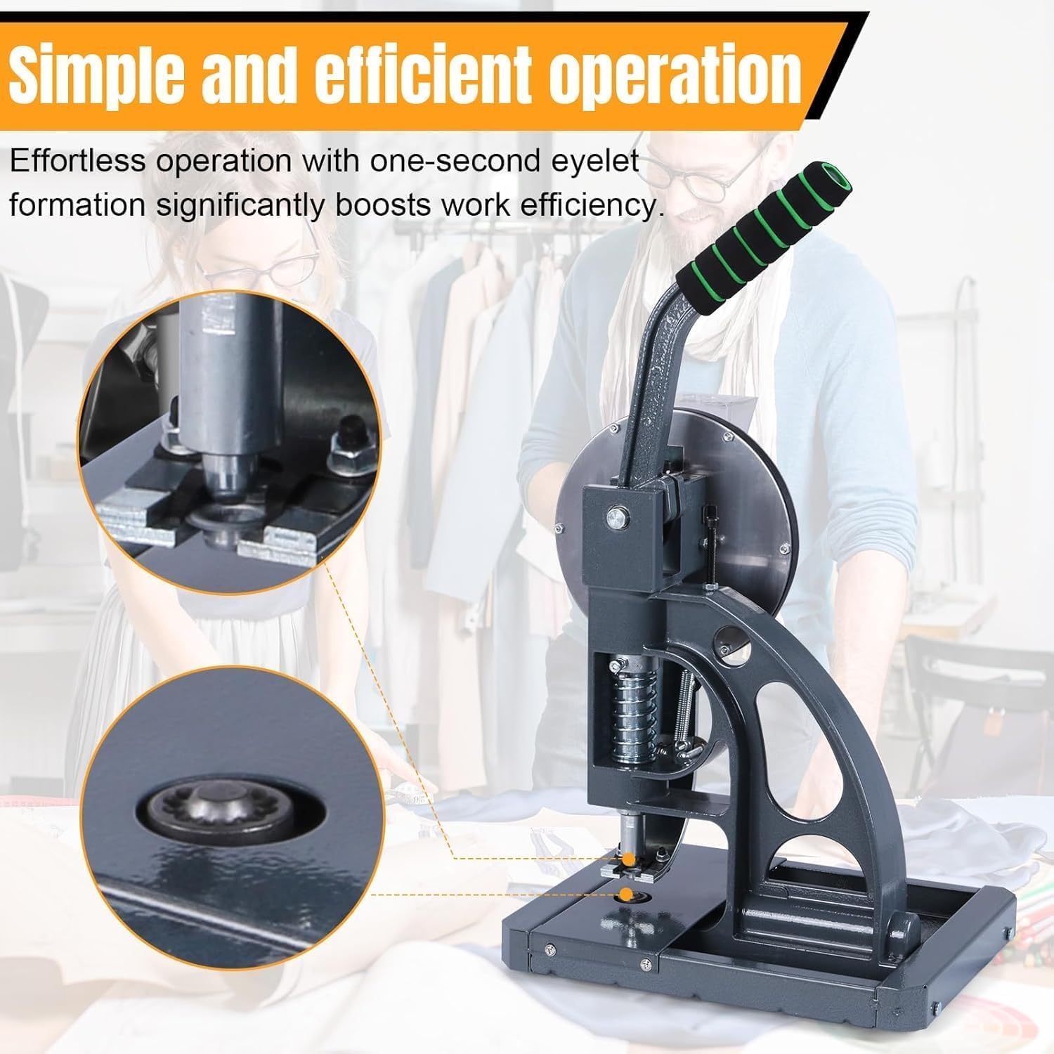 Máquina prensadora de arandelas, prensa manual semiautomática para ojales con 200 arandelas, máquina industrial de ojales para lonas, pancartas, cuero y proyectos de tela 10mm