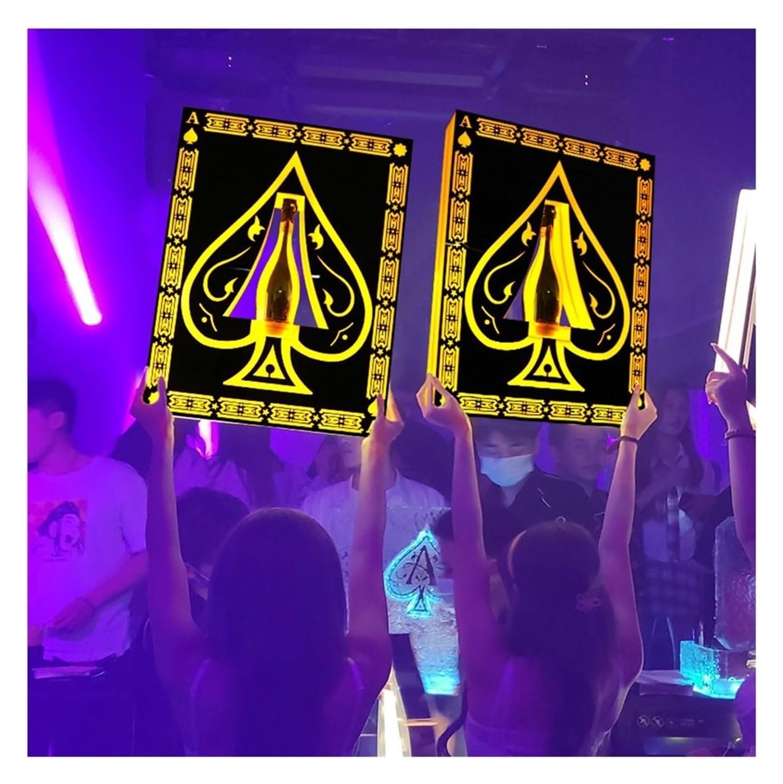 Presentador de botellas de champán Ace of Spades, estante de vino con cartel de mano for bares, hoteles y discotecas