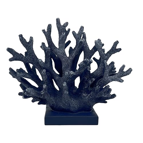 5.8" H Dark Blue Coral Decor - Resin Coral Statue,
