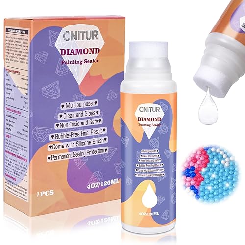 Sellador de pintura de diamantes de 4.1 fl oz4 onzas, pegamento de pintura de diamante 5D, sellador de pegamento de arte de diamante para pintura de