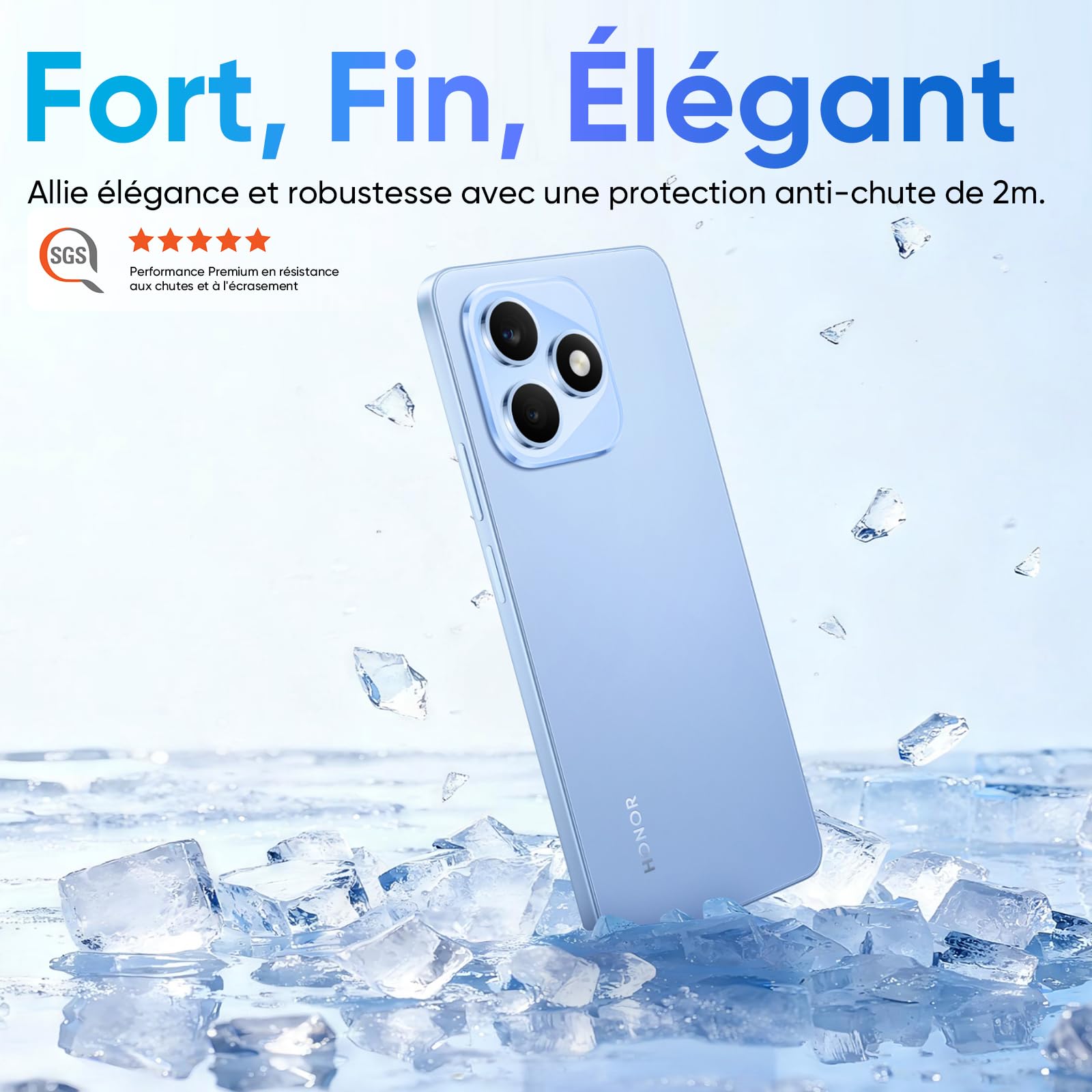 HONOR X8d Smartphone, Écran AMOLED 6,77" 3000 nits,8+256GB, Appareil Photo 108MP, Batterie 7000mAh, Charge 45W, Résistance à l’Eau IP65 (Light Blue, 256, GB, 8, Go)