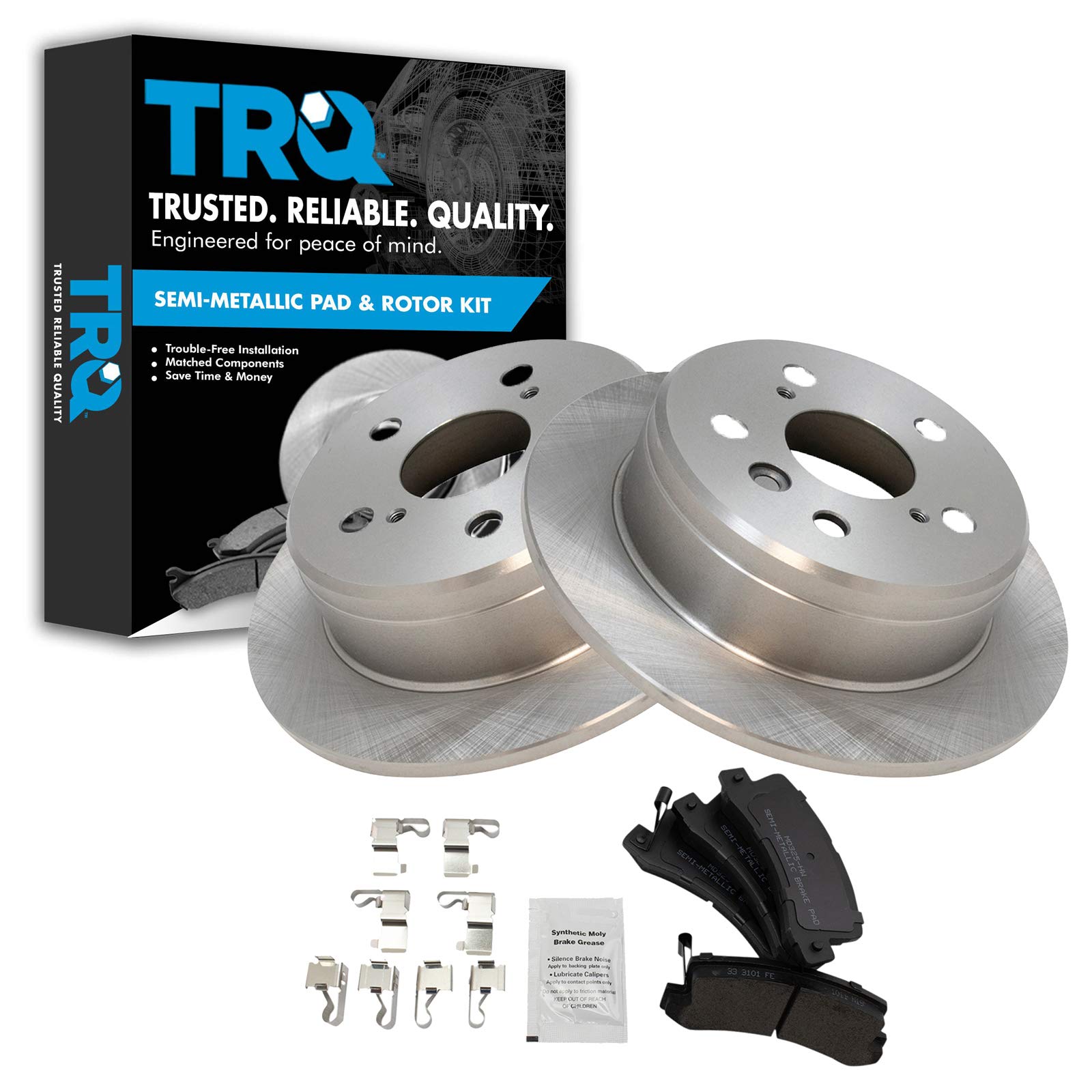 TRQ Rear Semi Metallic Brake Pad and Rotor Set