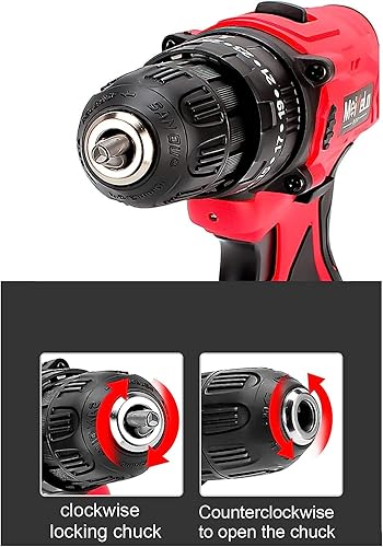 Miniatura 4 de Juego de taladro inalámbrico, juego de herramientas multiusos para taladro, portabrocas sin llave, 2 velocidades variables, con 26 brocas/tornillos