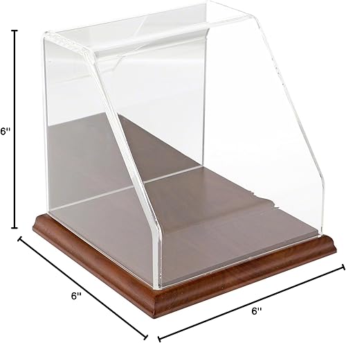 Miniatura 6 de Plymor Vitrina frontal inclinada de acrílico transparente con base de madera dura, 6 "x 6" x 6"