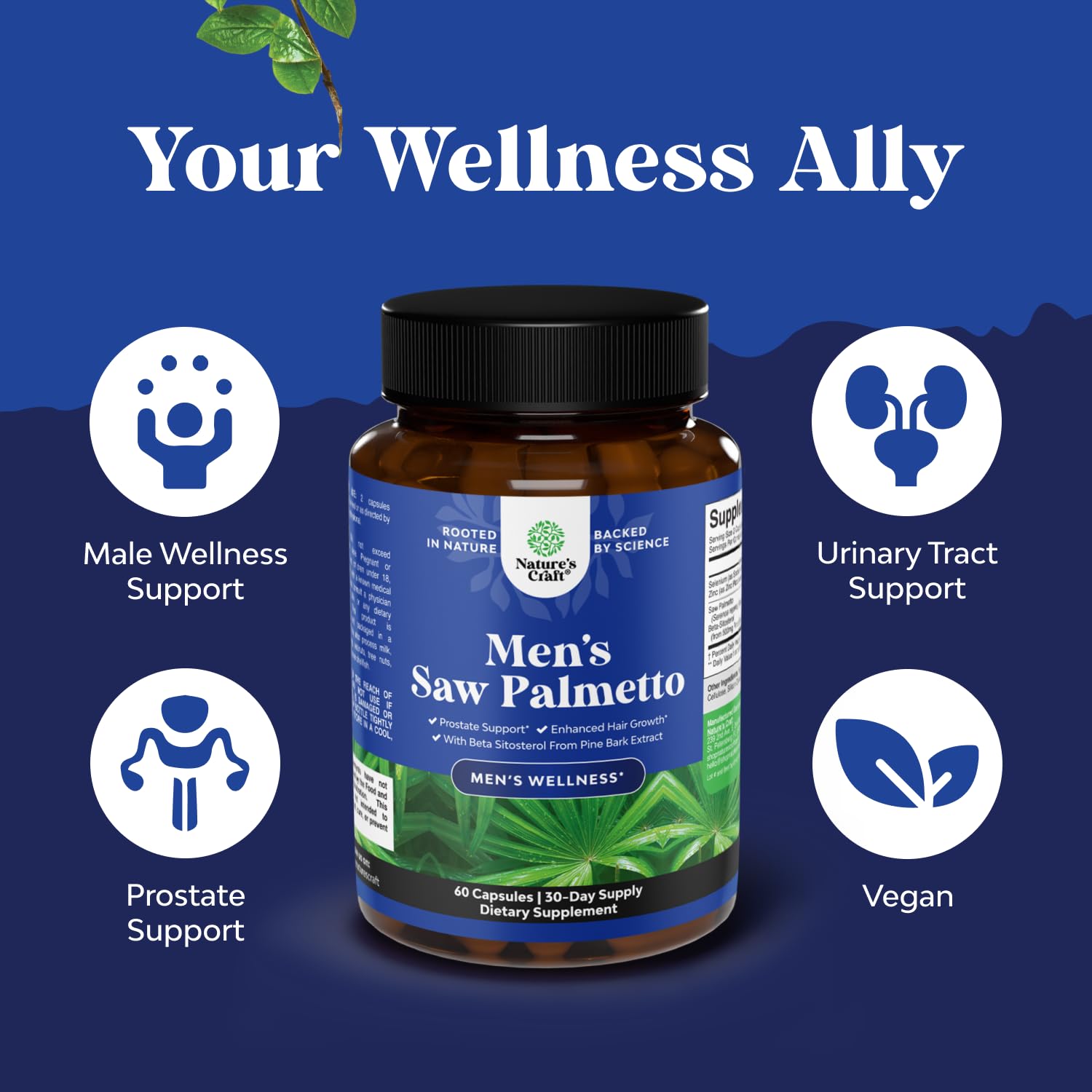 Saw Palmetto for Men with Beta Sitosterol - Prostate Support - 60 Ct — Amazon image 2