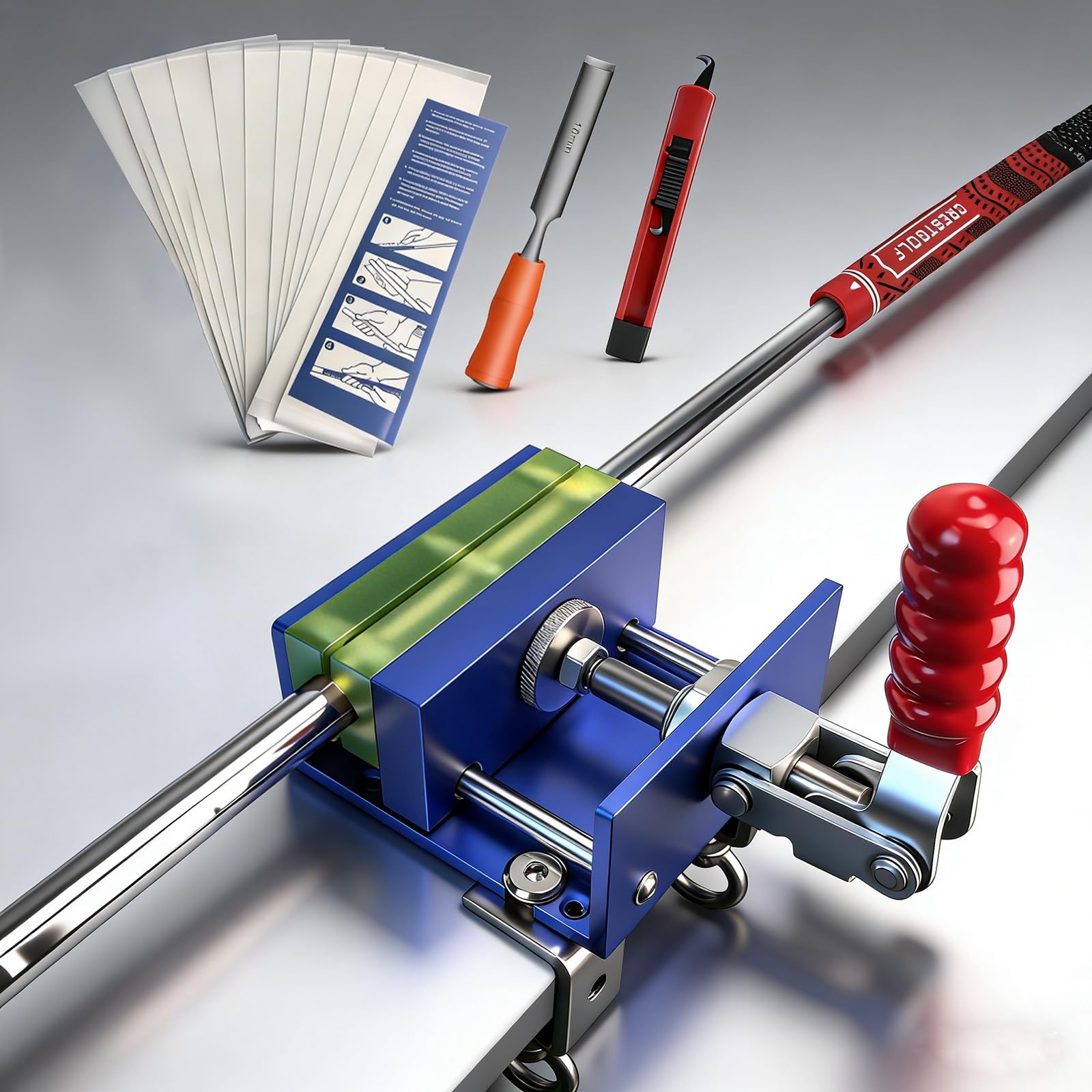 Kit de regripping pour poignée de golf KOFULL, 13 bandes adhésives, couteau à crochet, dissolvant, étau en aluminium, installation sans perçage