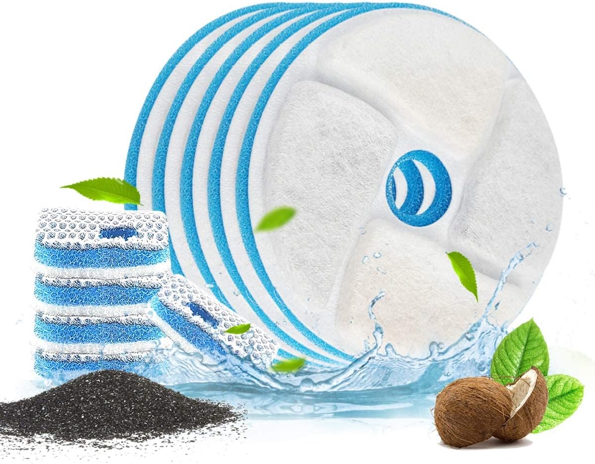 Rantizon 猫噴水フィルターセット 5パック 交換用フィルター Rantizon CF-1 猫噴水用 ペットウォーターディスペ