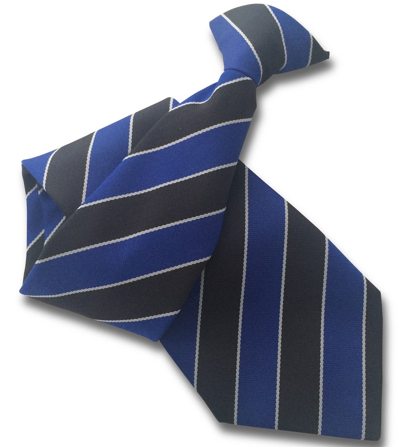 Men's Royal Blue & Black Striped Clip On Neck Tie