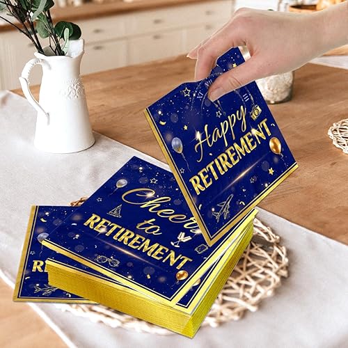 Miniatura 2 de Servilletas de feliz jubilación, 40 unidades, decoraciones de fiesta de jubilación, servilletas de cóctel plegables desechables para hombres y