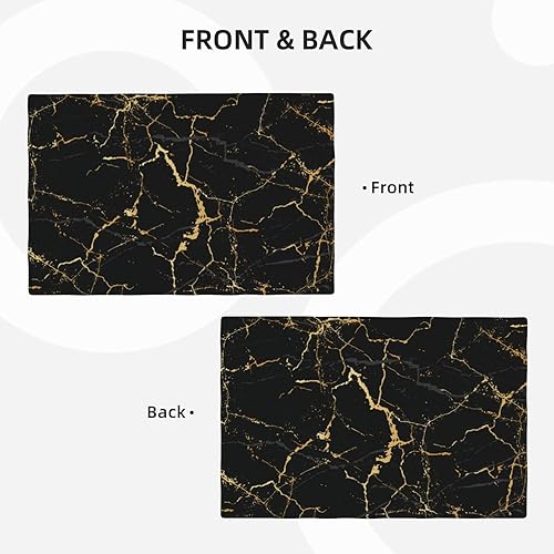 Miniatura 4 de Fiokroo Juego de 6 manteles individuales con textura de mármol negro y dorado, manteles individuales antideslizantes resistentes al calor, lavables