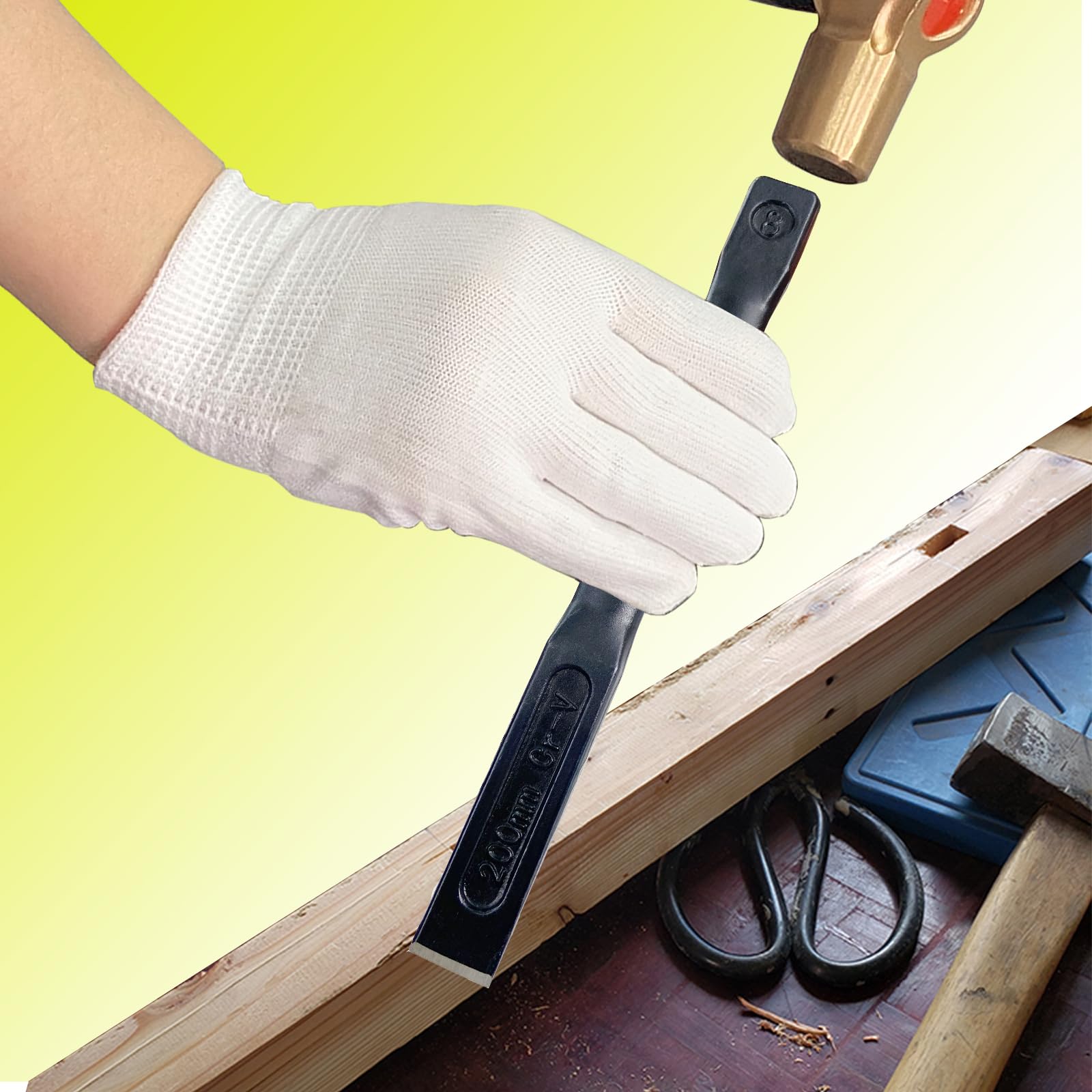 WEDO Scalpelli a freddo per Muratura, Legno, Piastrelle, Calcestruzzo,150mm,acciaio al vanadio cromo,Scalpello Piatto per Edilizia con Impugnatura di Protezione
