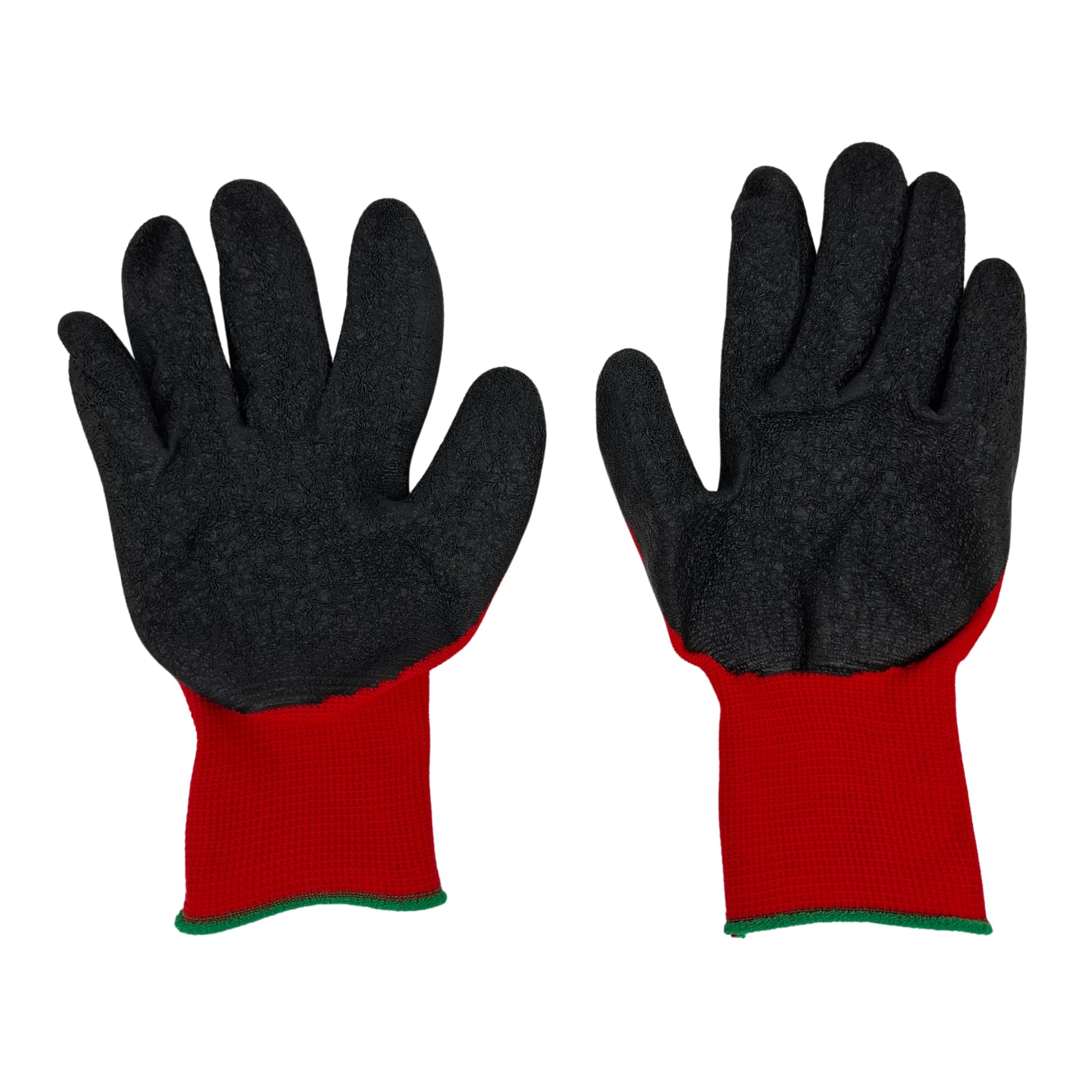 Arbeitsschutzhandschuhe Gr. 8 M Nylon rot + Latex schwarz (100) | Nylonträger, Latexbeschichtung, Größe M / 8, Rot und Schwarz, Schutzhandschuhe