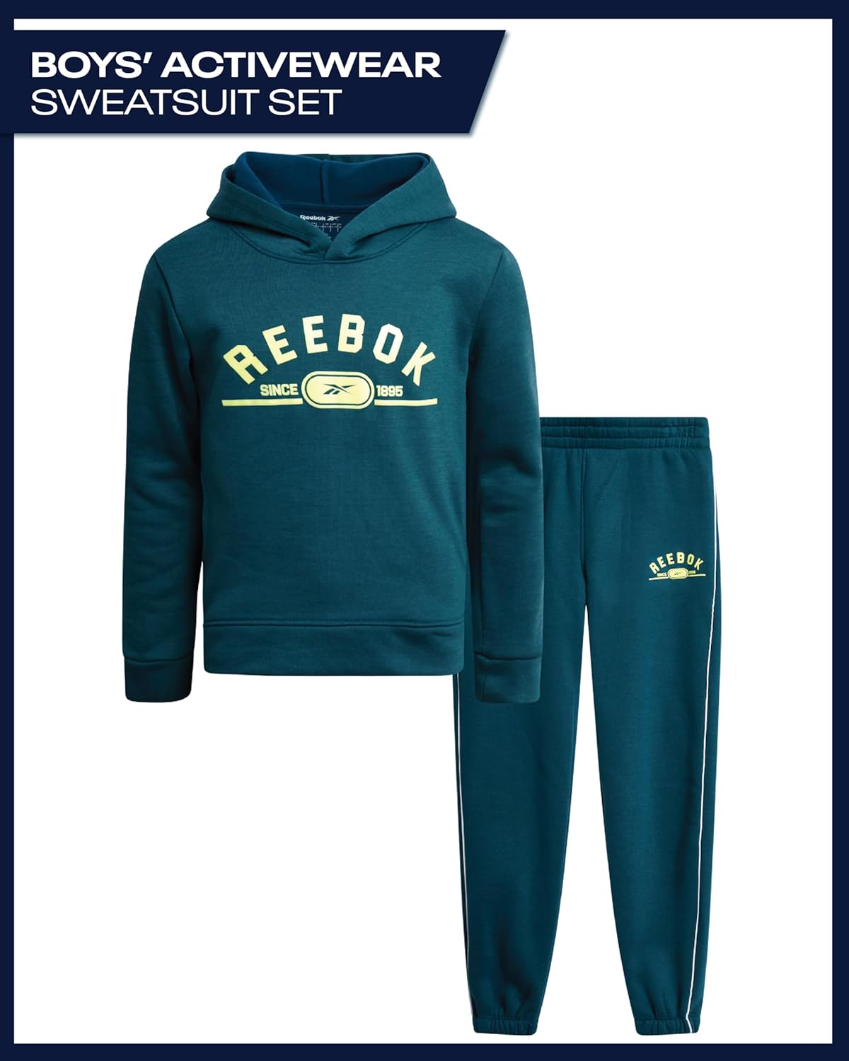 Reebok Boys Sweatsuit Set - 2 Piece Athletic Joggers Set with Fleece Pullover Hoodie Sweatshirt and Active Boys Sweatpants - Image 2