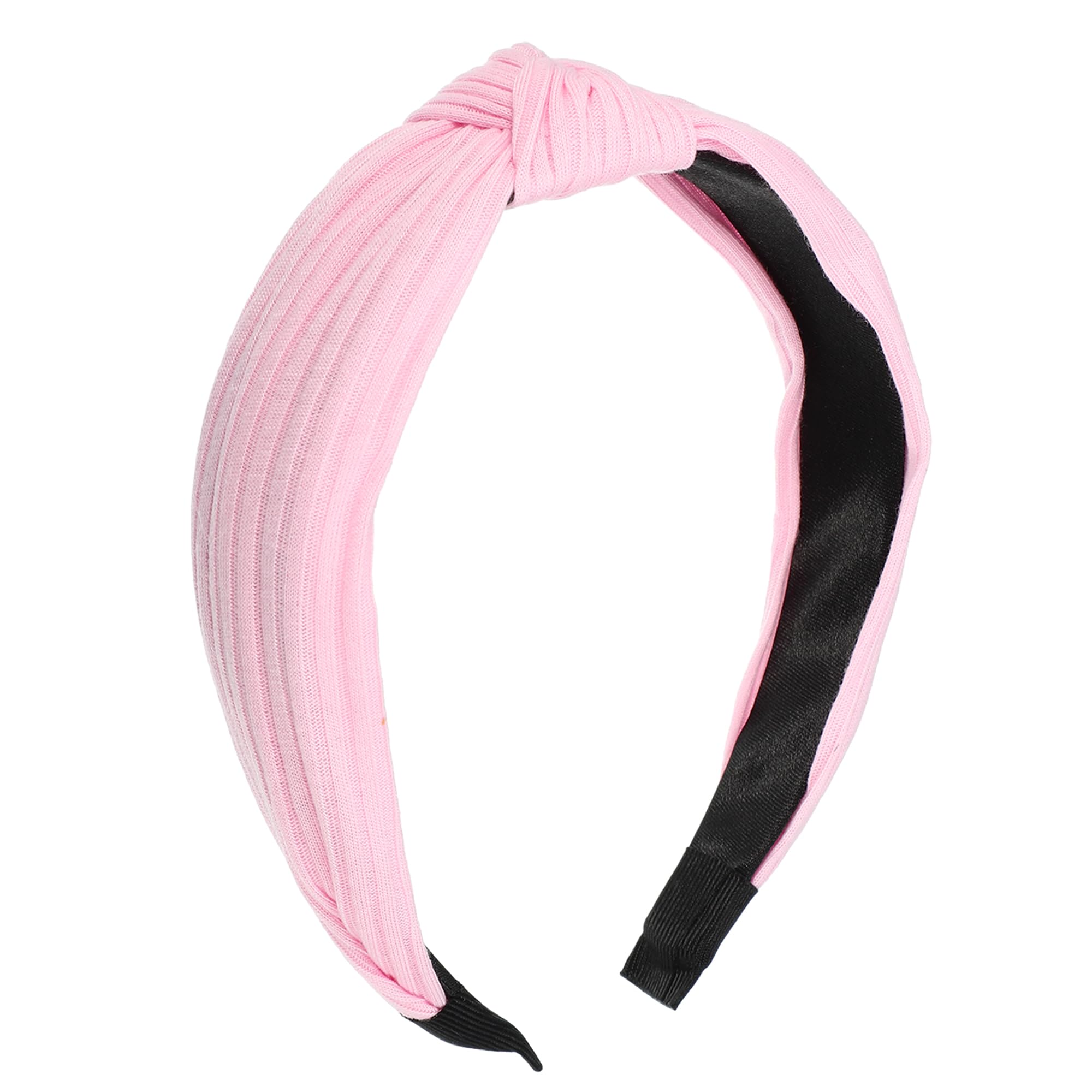VOCOSTE Textured Cotton Knot Headband, Soft Hairband for Women, Pink, 1.3 Inch Wide