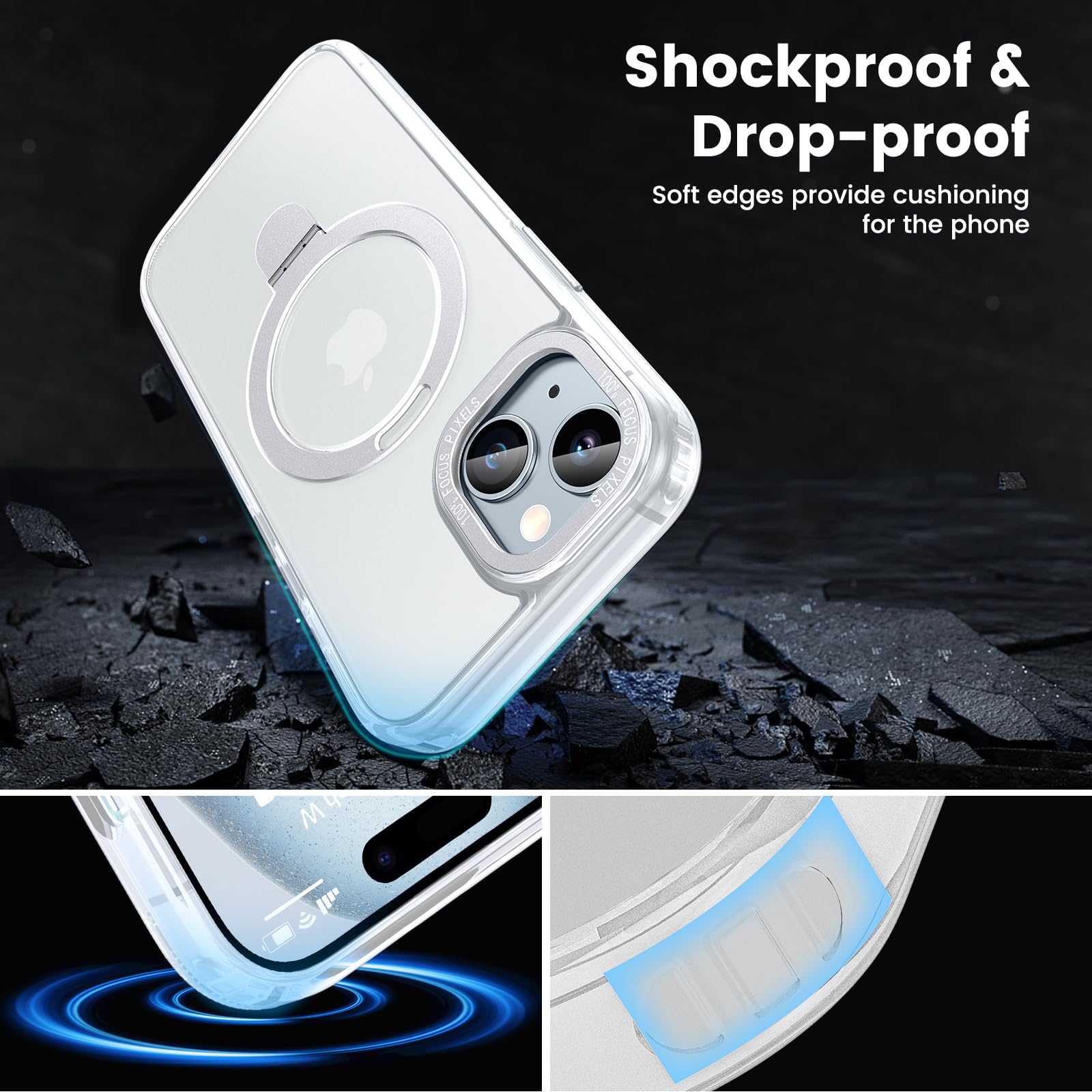 CANSHN Cover Magnetica per iPhone 15, Compatibile con MagSafe, [Protezione Completa Della