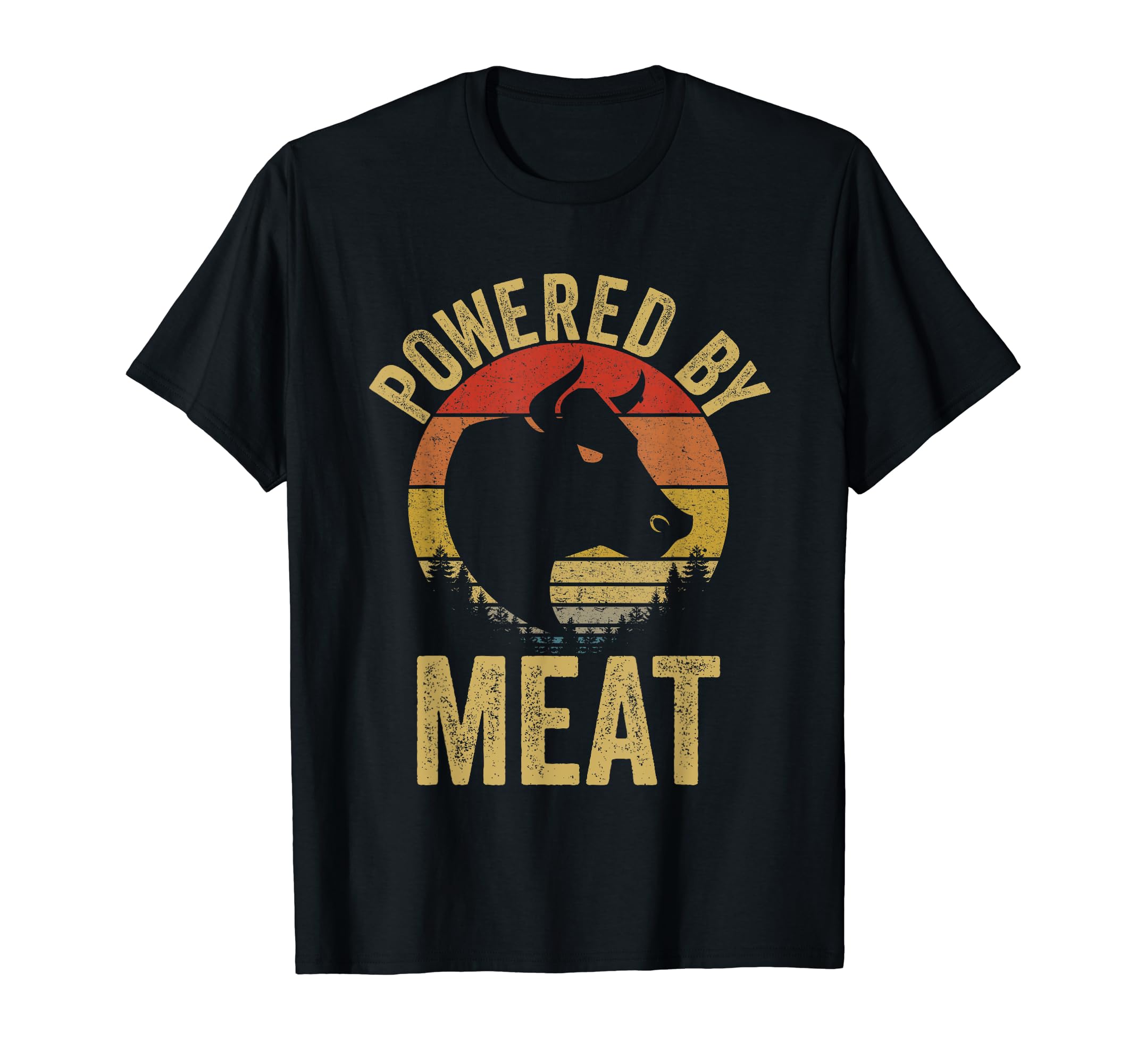 Meat Eater Gifts Ka.Vintage Powered By Meat Carnivore Meat Eater T-ShirtOEKO-TEX STANDARD 100