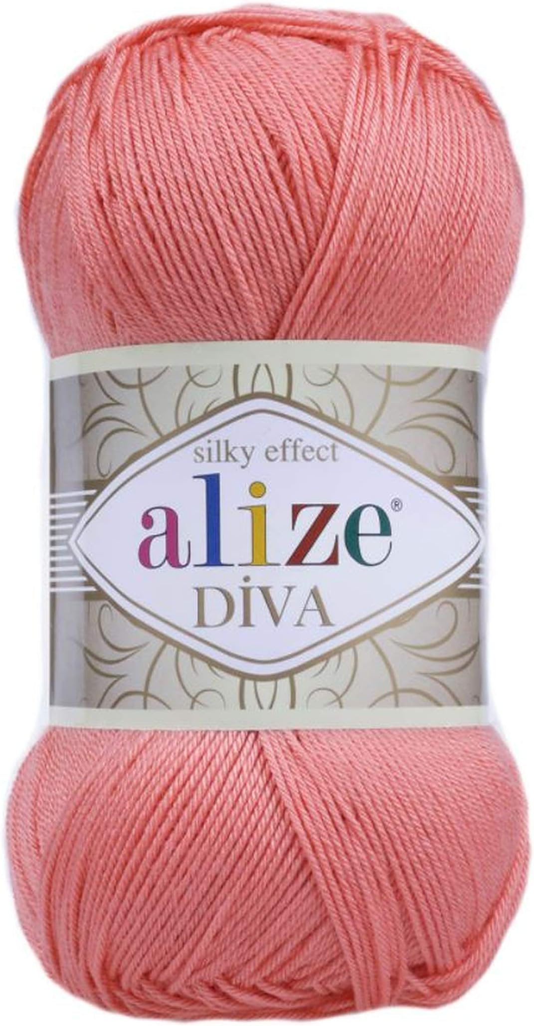 Alize Diva Silk Effect 100% Microfiber Acrylic Yarn 1 Ball skeins 100gr 383yds Color (619 - Coral)