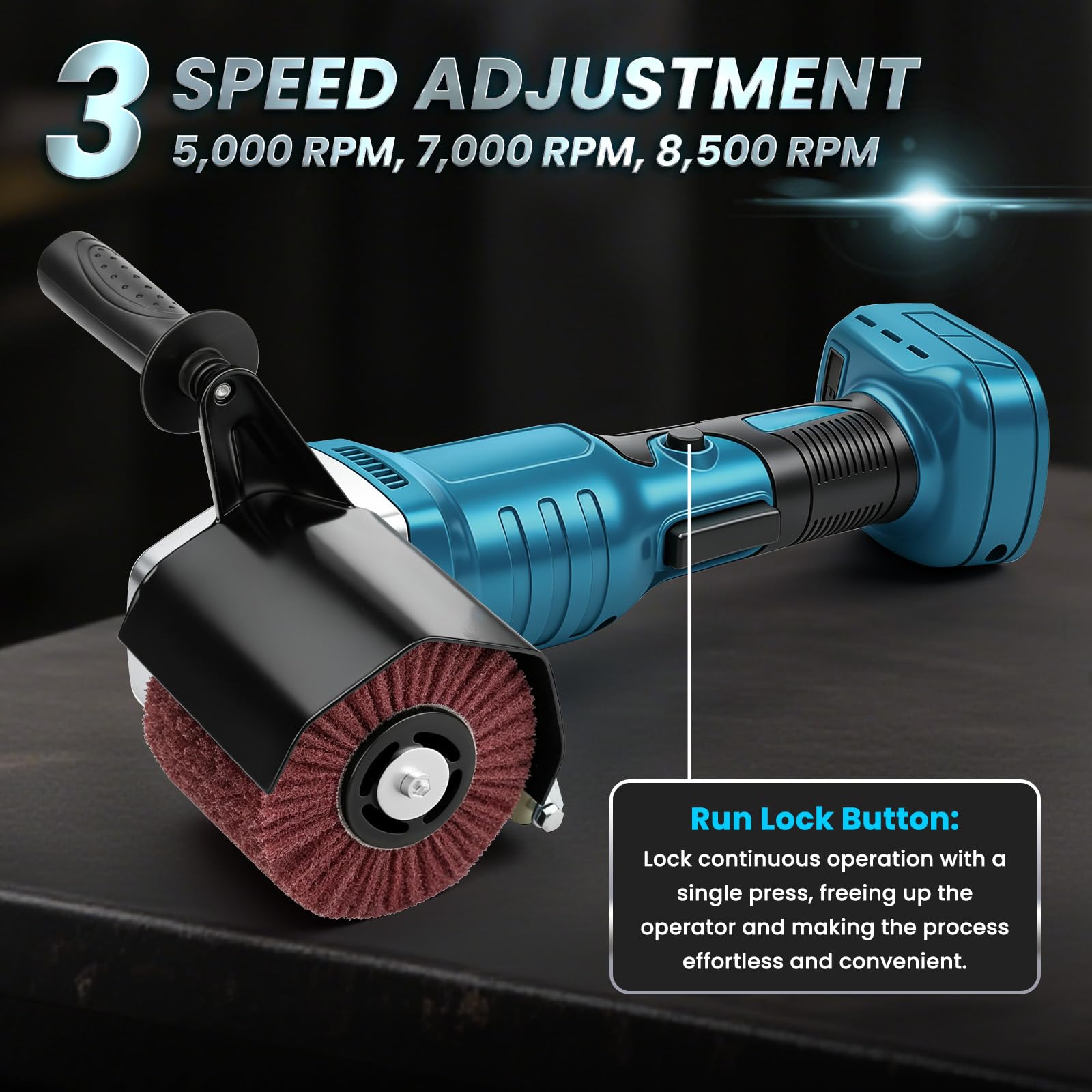 Satinatrice a Rullo Compatibile con Makita 18V, Levigatrice a Spazzola per Legno con Rullo Satinatore, Motore Brushless 8500RPM, 3 Velocità per Ristrutturazione e Finitura Superfici (Senza Batteria)
