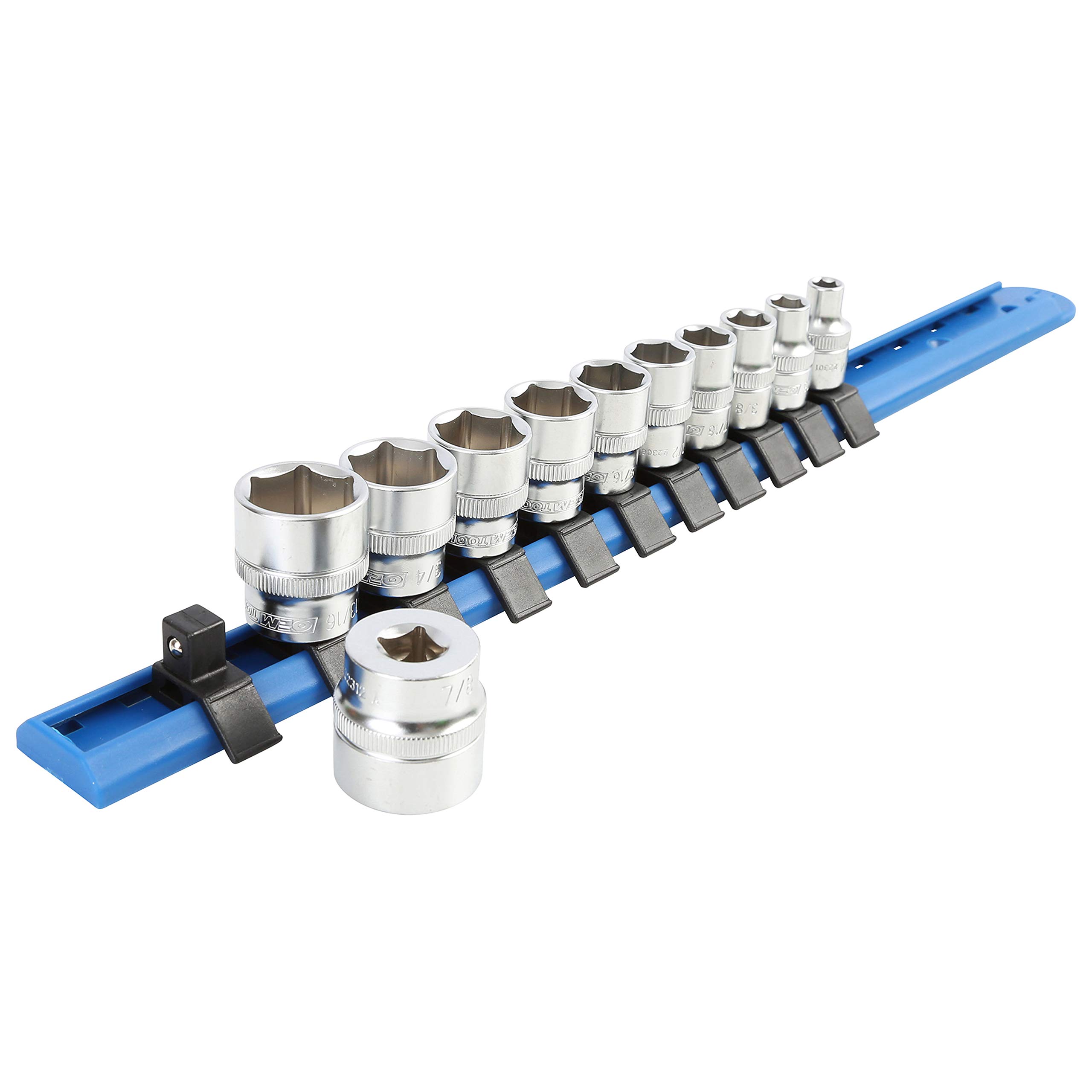OEMTools 22957 – 11-teiliger SAE Steckschlüssel-Satz, 3/8 Antrieb, Mit Chrom-Finish