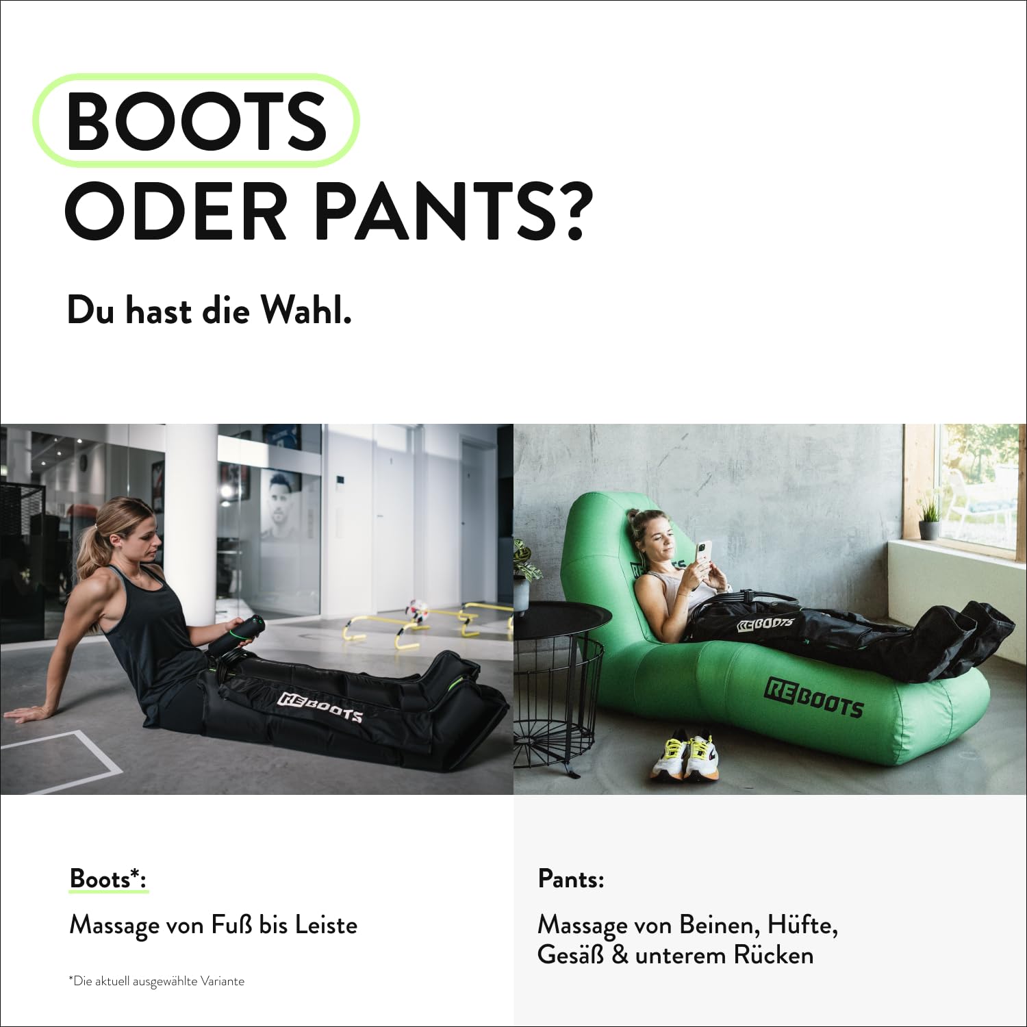 Go Lite Boots – Beinmassagegerät | 180 mmHg | 4 überlappende Kammern | für Zuhause & Unterwegs | Erholung der Muskulatur | XL