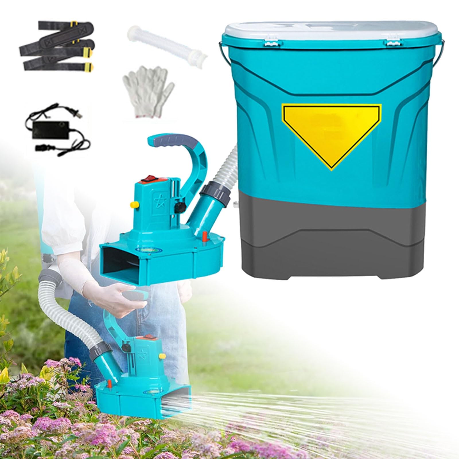 Épandeur de sel gemme électrique 25kg à débit variable et largeur réglable